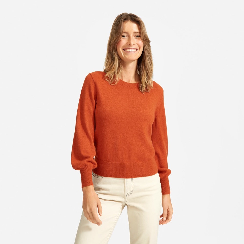 Everlane Cashmere Lantern Sweater in Rust